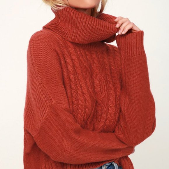 BB Dakota Sweaters - BB Dakota Burnt Orange Turtleneck Wool Sweater M